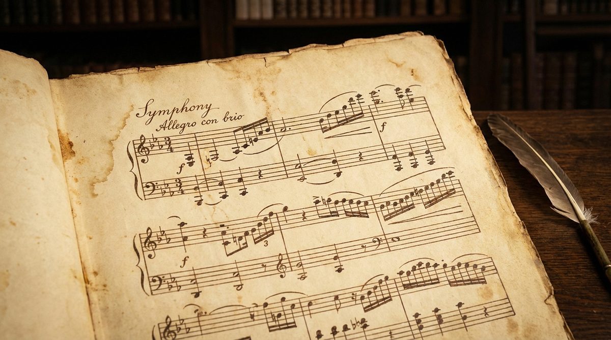 Historisches Notenmanuskript einer Sinfonie